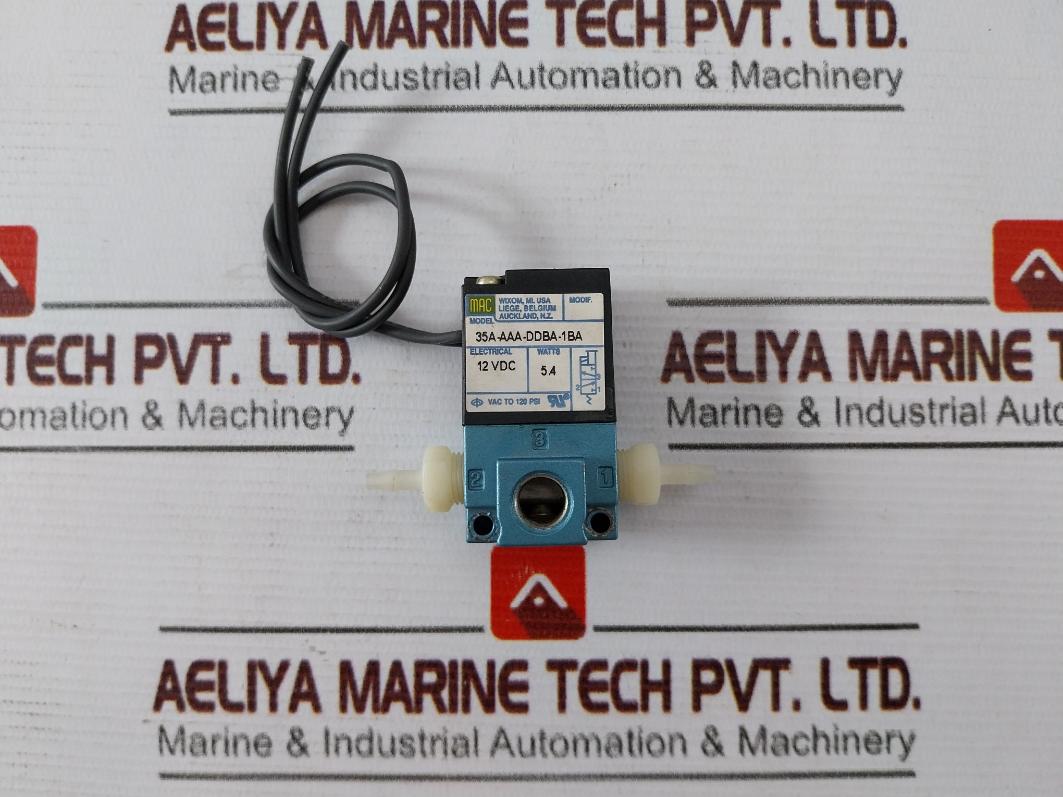 Mac 35A-aaa-ddba-1Ba Solenoid Valve 12 Vdc, 5.4 Watts, Vac To 120 Psi