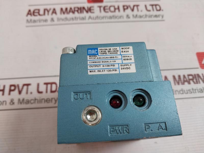Mac Ppc5C-aaa-agaa-bbb-f0 Pressure Control Valve Ea54 24Vdc 0-100 Psi +18-28Vdc