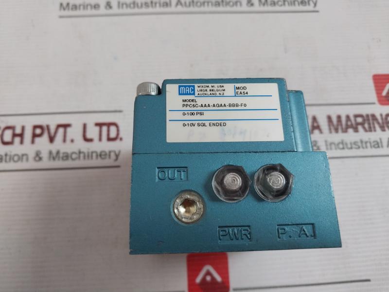 Mac Ppc5C-aaa-agaa-bbb-f0 Pressure Control Valve Rev.No:00 +18-28Vdc 0-100 Psi