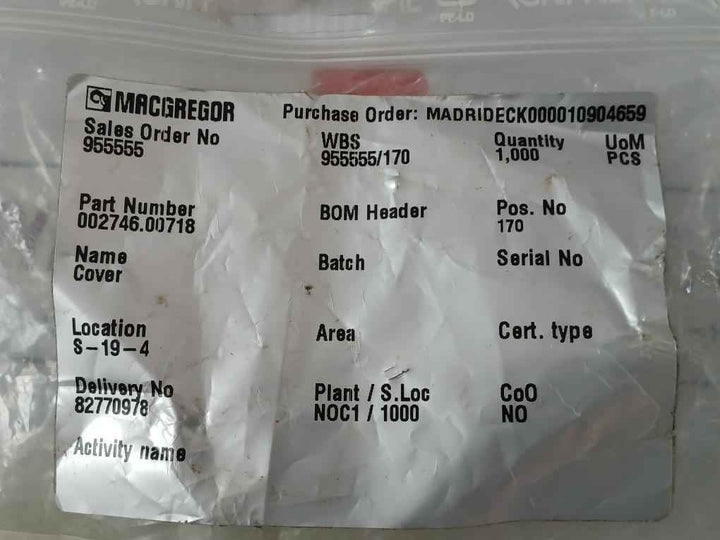 Macgregor Hatch Cover 002746.00718