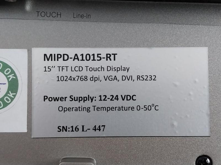 Maestrotek 15” Tft Lcd Touch Display Mipd-a1015-rt 12-24 Vdc