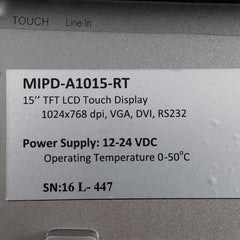 Maestrotek 15” Tft Lcd Touch Display Mipd-a1015-rt 12-24 Vdc