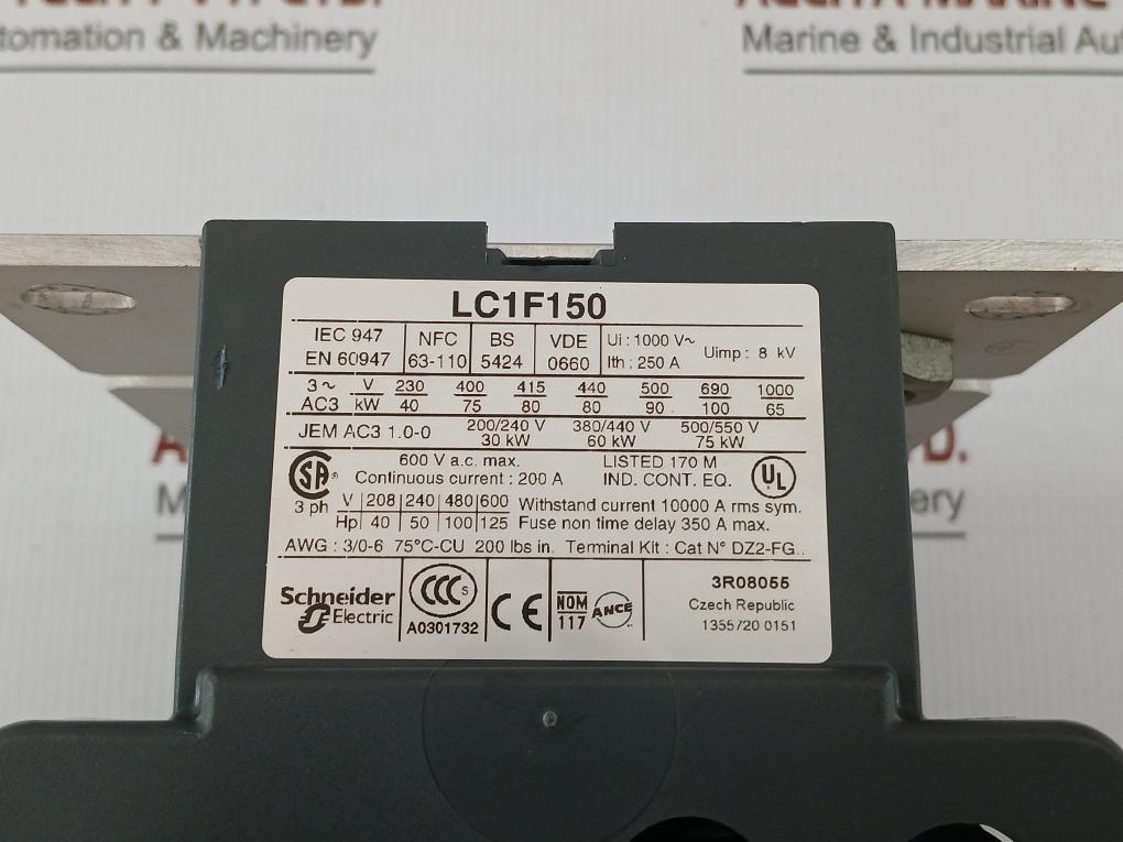 Magnetic Contactor Lc1F150 Telemecanique 92V 50Hz / 110V 60Hz