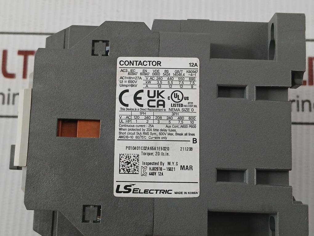 Magnetic Contactor Mc-12B Ls Electric 200V 50Hz
