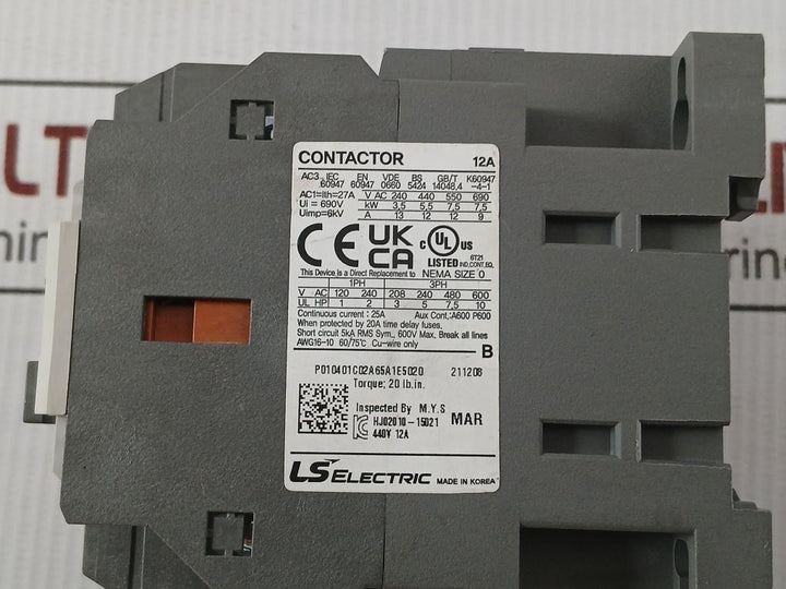 Magnetic Contactor Mc-12B Ls Electric 200V 50Hz