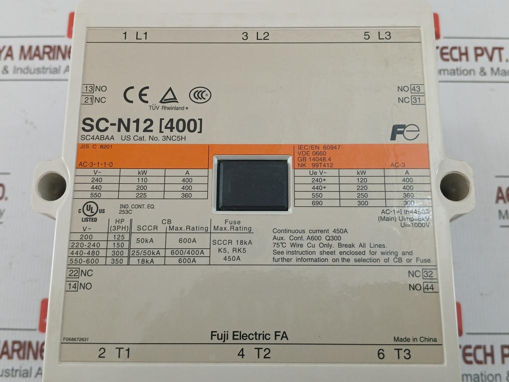 Magnetic Contactor Sc-n12 [400] Fuji Electric 50/60Hz