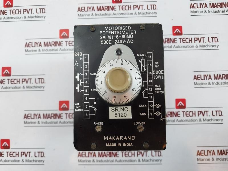 Makarand Electronics Sm 781-6-60md Motorised Potentiometer 0-90° 500e-240v Ac