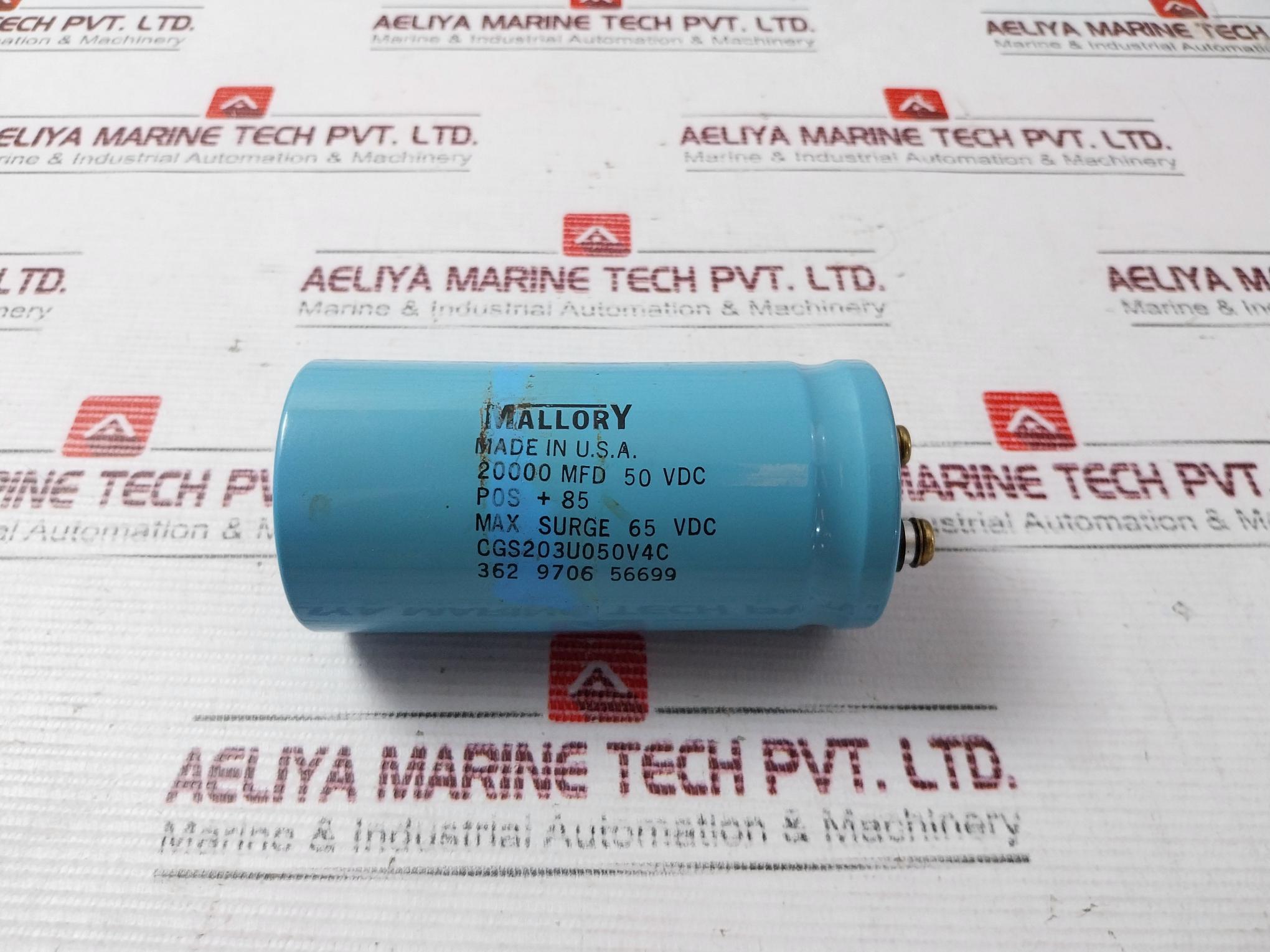 Mallory Cgs203U050V4C Capacitor 20000 Mfd 50 Vdc