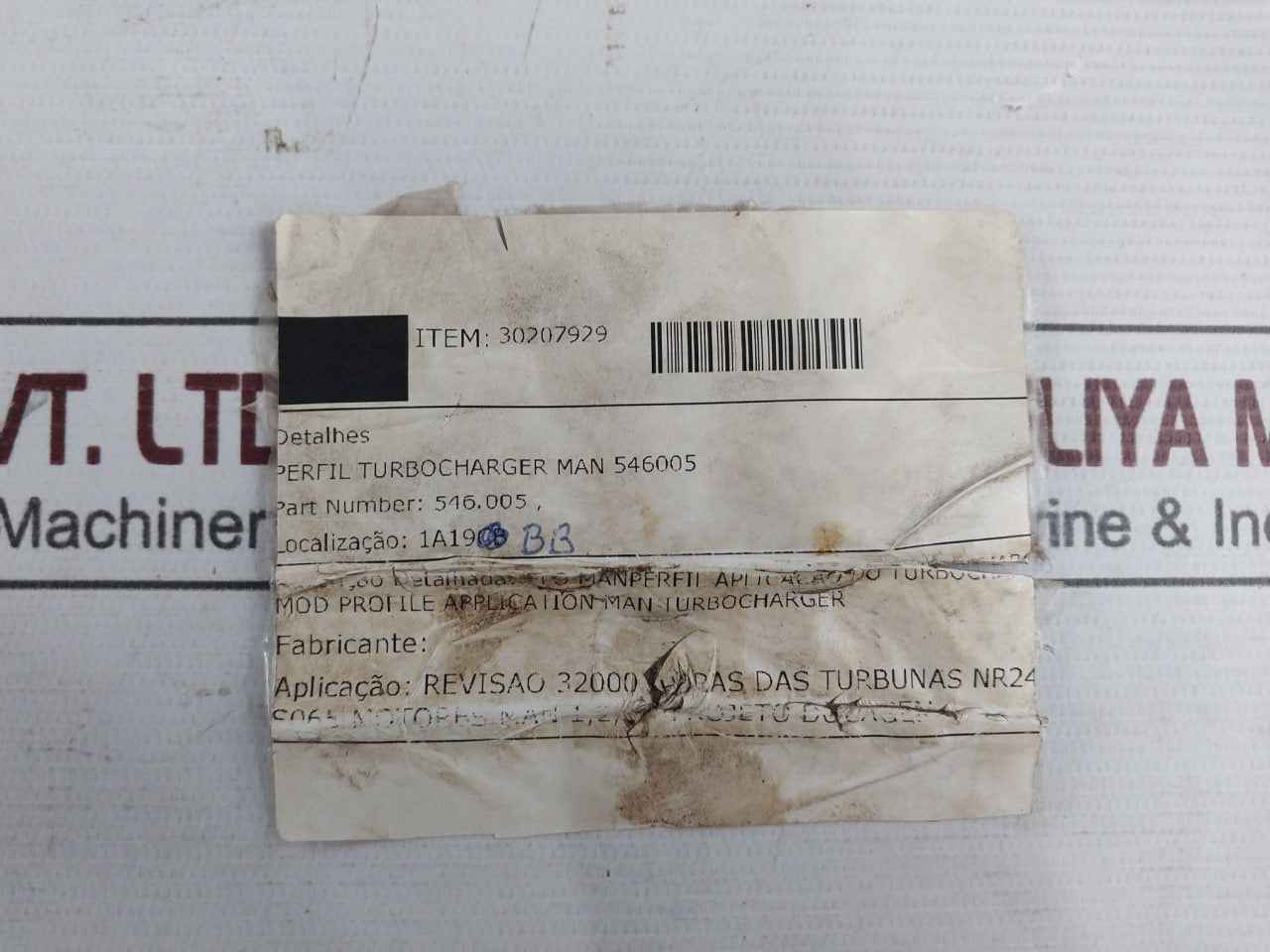 Man 546.005 Clamp Turbocharger 32000 Turbunes Nr24 S065 Engine