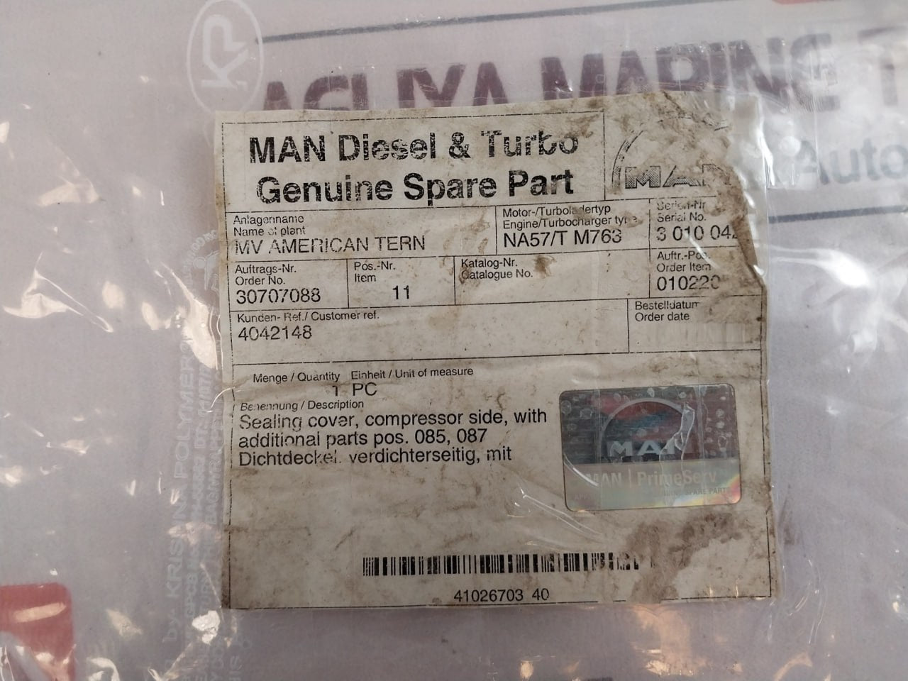 Man Diesel & Turbo Na57/T M763 Gasket Sealing Cover
