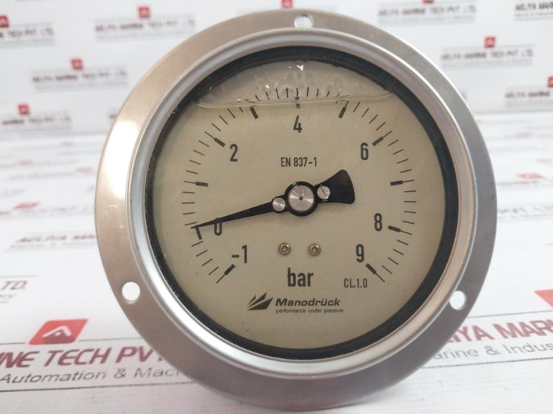 Manodruck En 837-1 Pressure Gauge -1 To 9 Bar