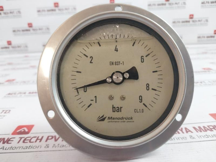 Manodruck En 837-1 Pressure Gauge -1 To 9 Bar