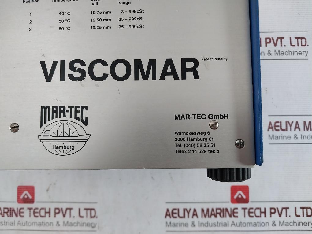 Mar-tec 83/84-1000-c Viscomar Industrial Test Equipment Viscometer 110/220V Ac