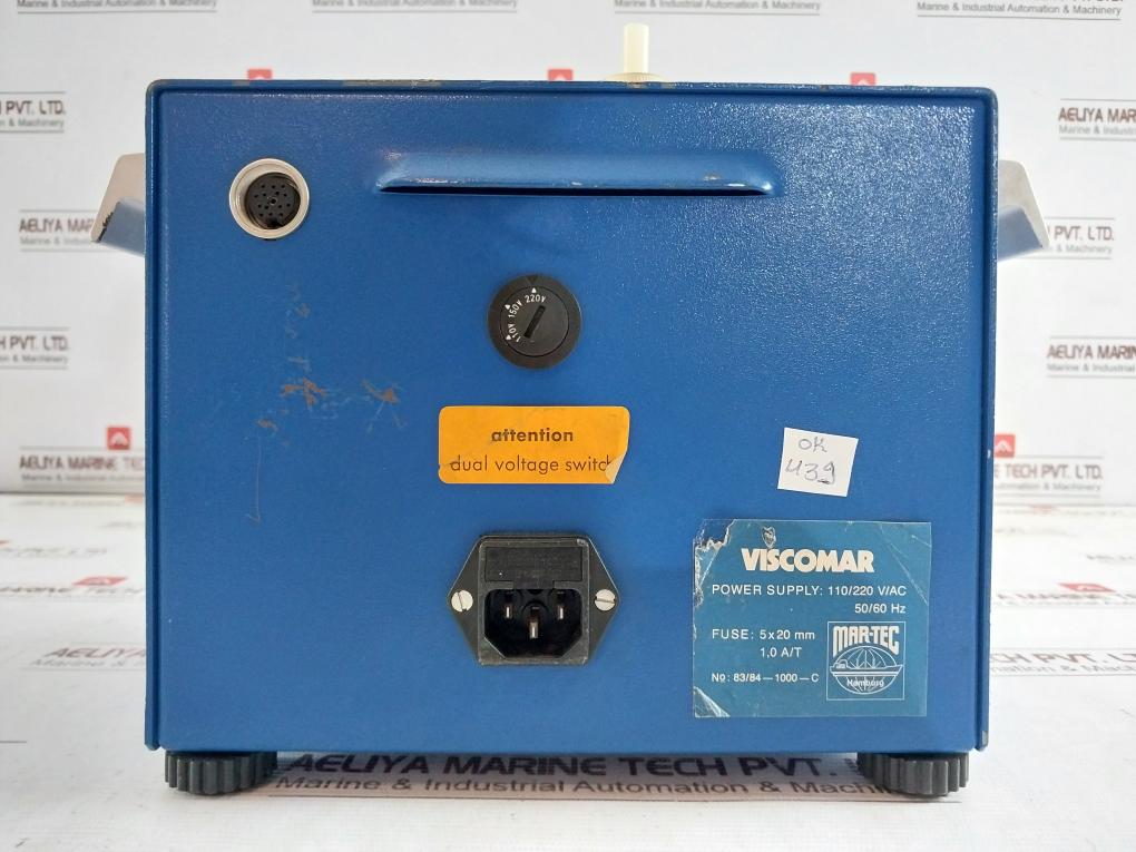 Mar-tec 83/84-1000-c Viscomar Industrial Test Equipment Viscometer 110/220V Ac