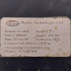 Marine Technologies 24Vdc 5 Meter Remote Joystick Controller 500030