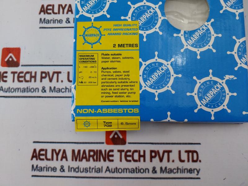 Marpack 702 Aramid Fiber Packing With Ptfe Impregnation 6.5mm, 2 Metre
