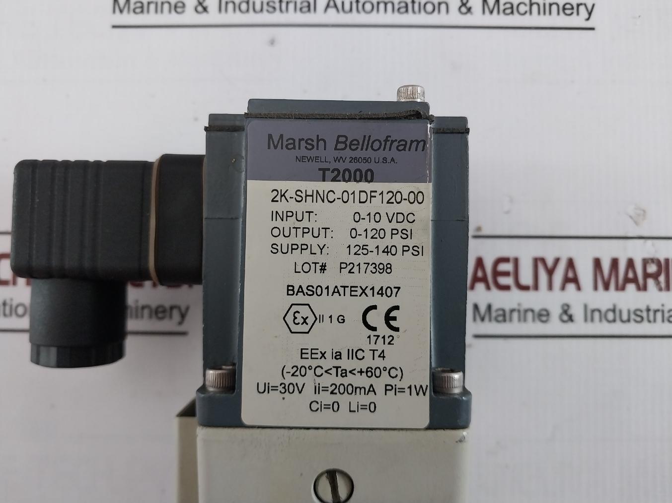 Marsh Bellofram T2000 Intrinsically Safe Pressure Transducer 2K-shnc-01Df120-00