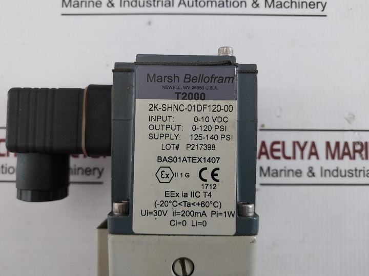 Marsh Bellofram T2000 Intrinsically Safe Pressure Transducer 2K-shnc-01Df120-00