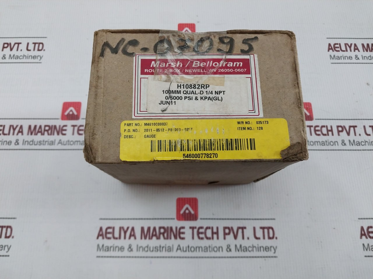 Marsh/Bellofram H10882Rp Pressure Gauge 100Mm Qual-d 1/4 Npt