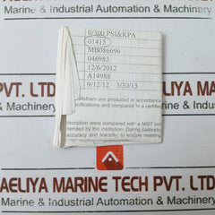 Marsh Gauge 0-300 Psi / 0-2100 Kpa 2.5" Dial
