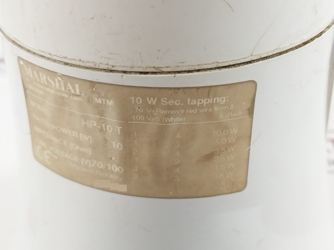 Marshal Hp-10 T Horn Loudspeaker 70V/100V 10 Watts