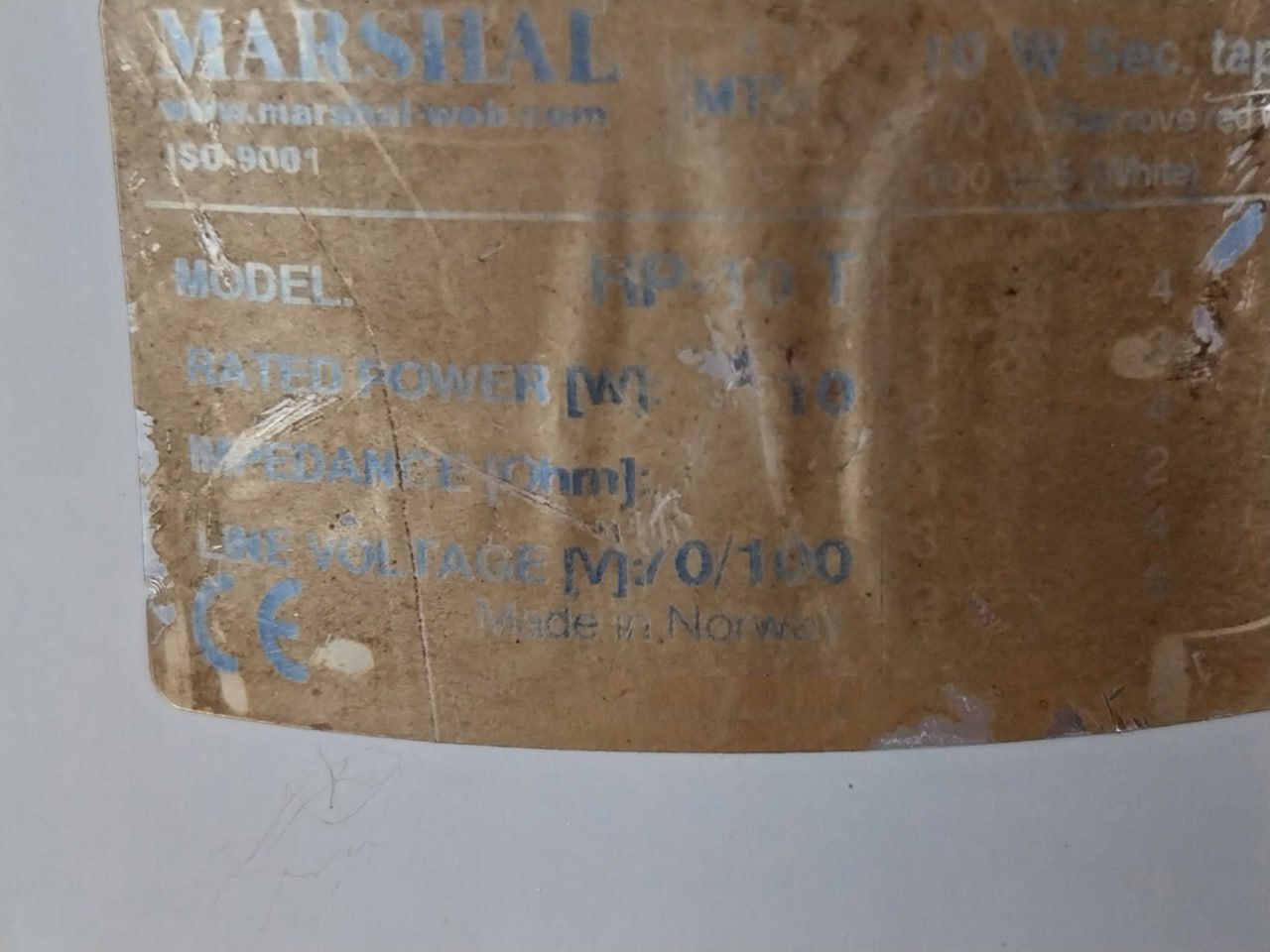 Marshal Hp-10 T Horn Loudspeaker Iso-9001 70/100V 10W