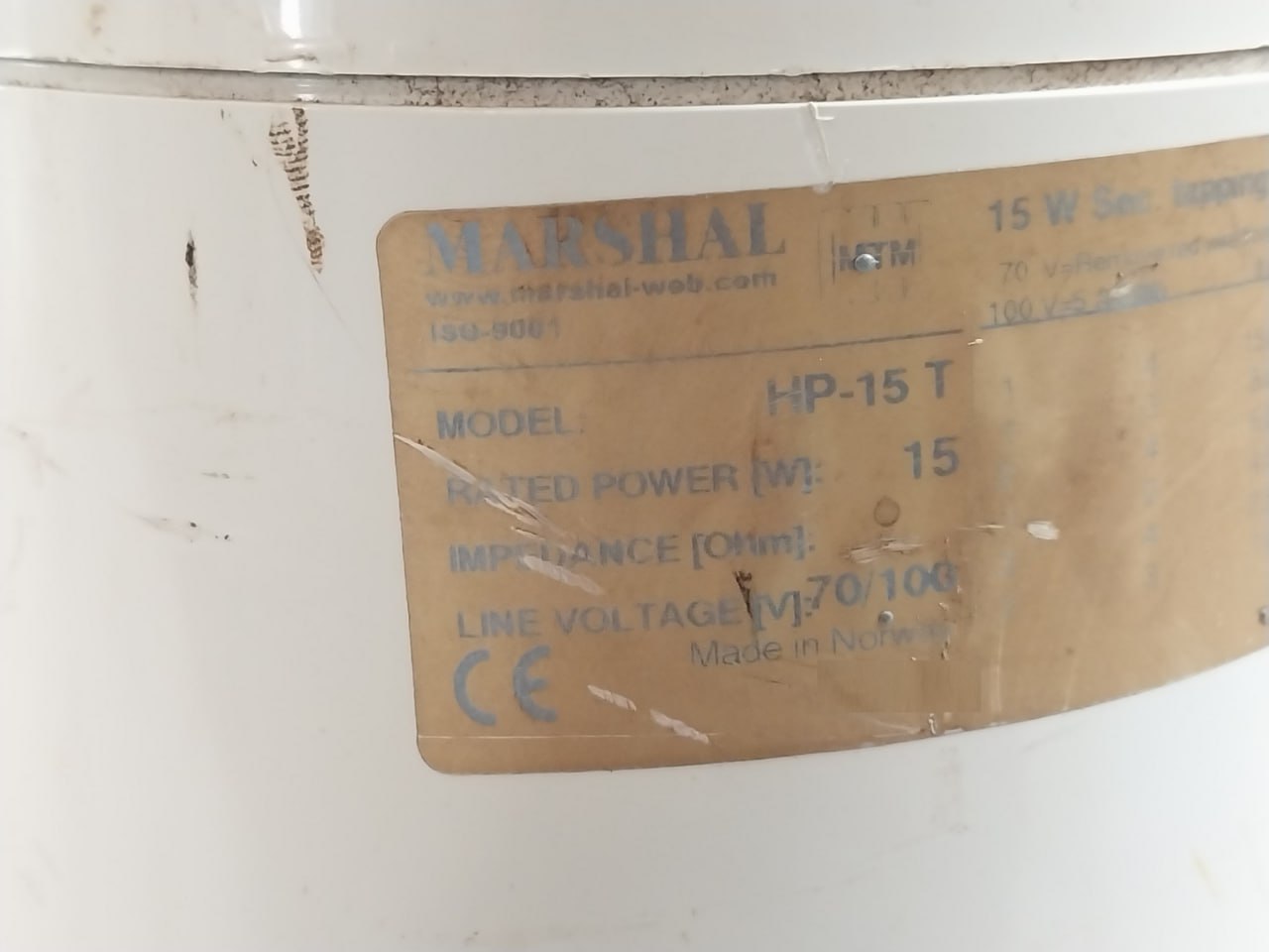 Marshal Hp-15 T Weatherproof Loudspeaker 70/100V 15W Iso-9001