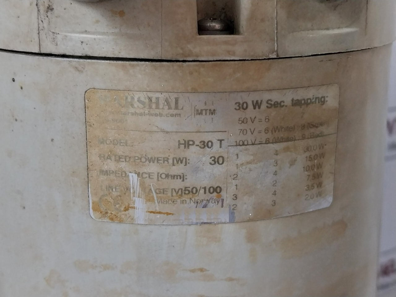 Marshal Hp-30 T Horn Speaker 50/100V Iso-9001 30W