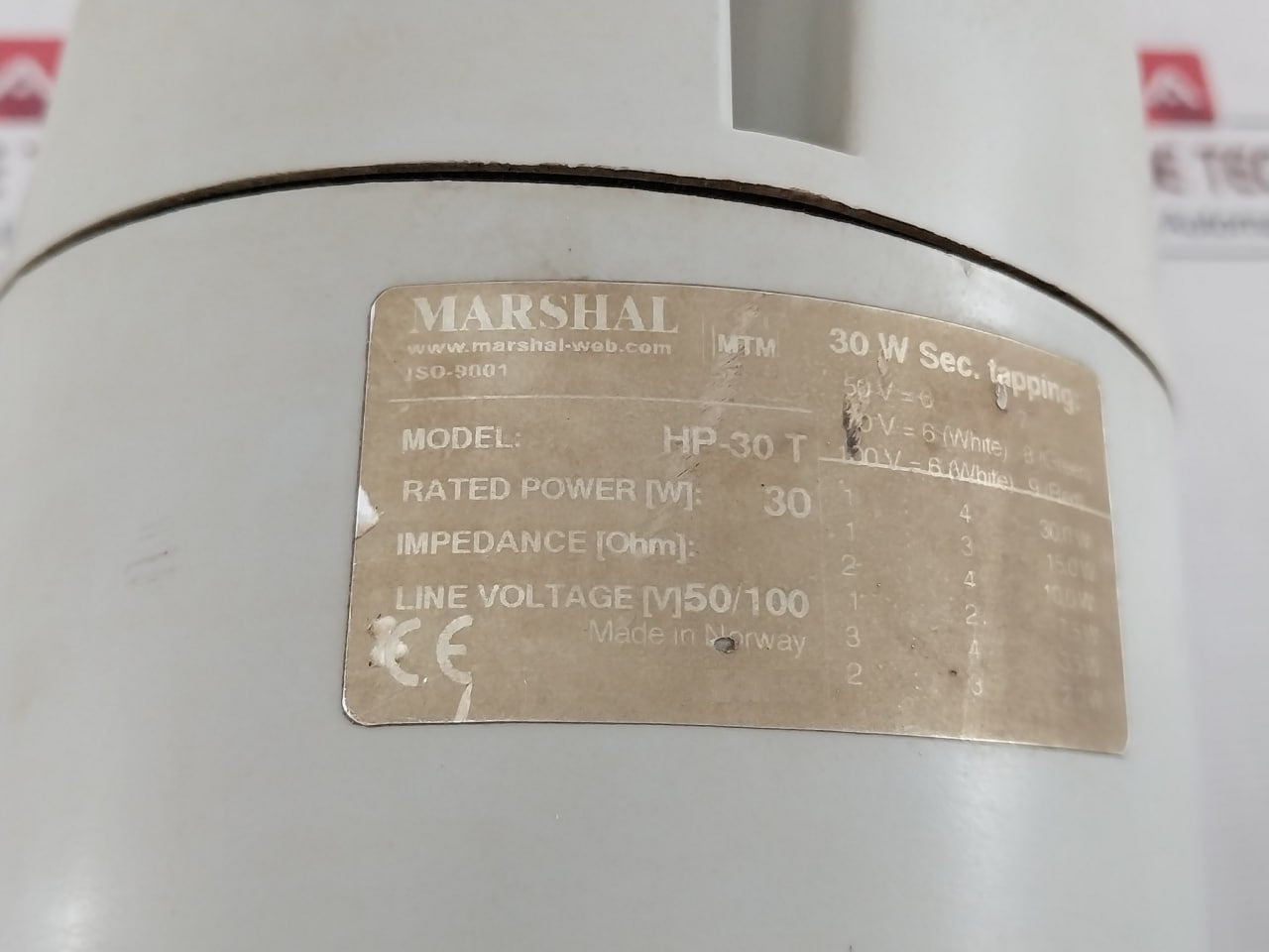 Marshal Hp-30 T Marine Grade Weatherproof Horn Speaker 30W 50V/100V