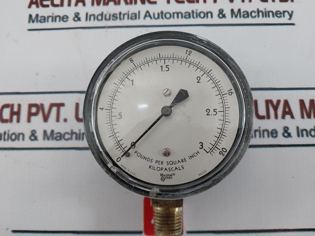 Marshall Town 0-20 Psi Kilopascals Pressure Gauge 0-3 Pounds Per Square Inch