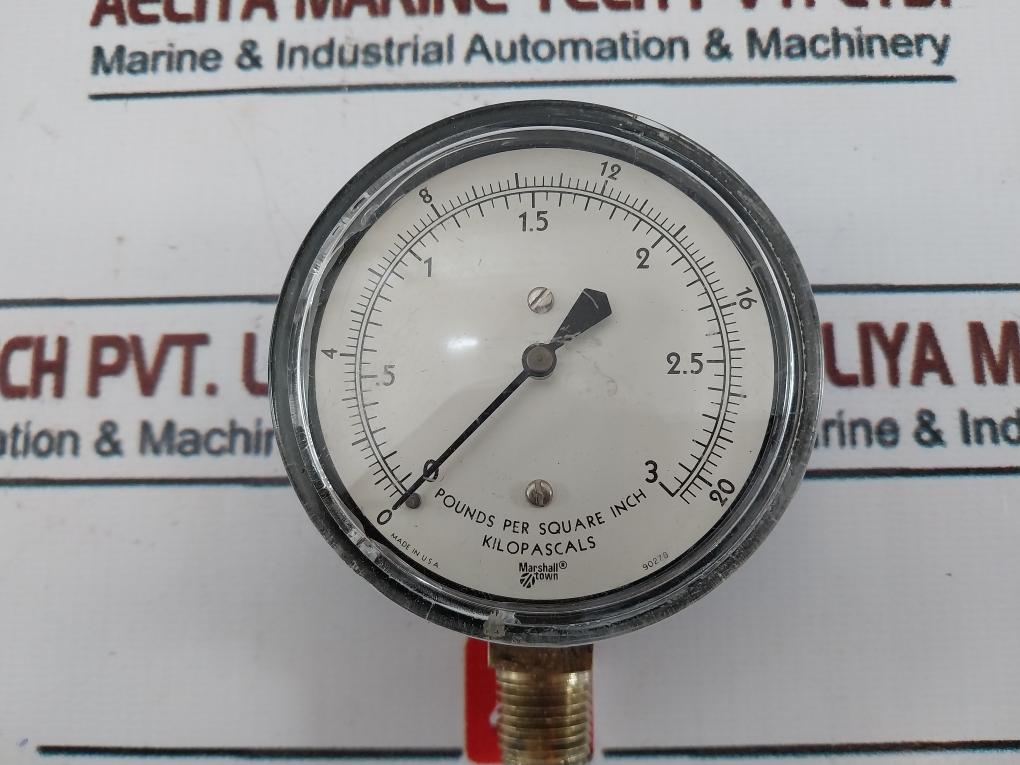Marshall Town 0-20 Psi Kilopascals Pressure Gauge 0-3 Pounds Per Square Inch