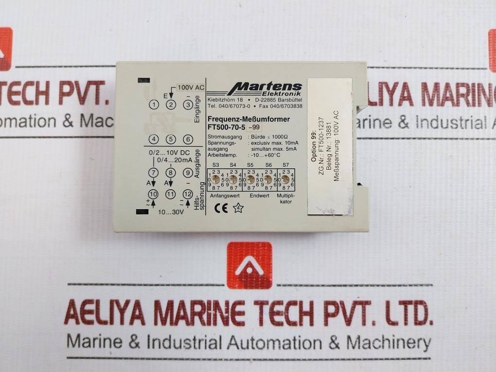 Martens Elektronik Frequency Transducer Module Ft500-70-5-99