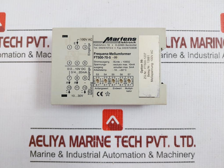 Martens Elektronik Frequency Transducer Module Ft500-70-5-99