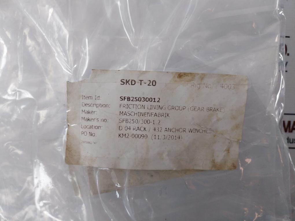 Maschinenfabrik SKD T-20 Friction Lining Group(Gear Brake) 000585090214