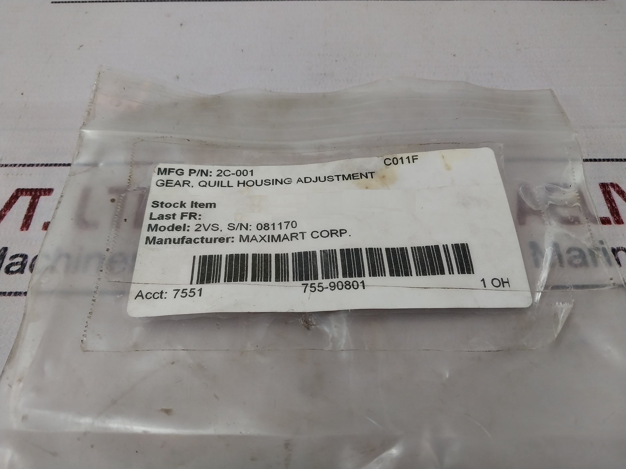 Maximart 2C-001 Quill Housing Adjustment Gear