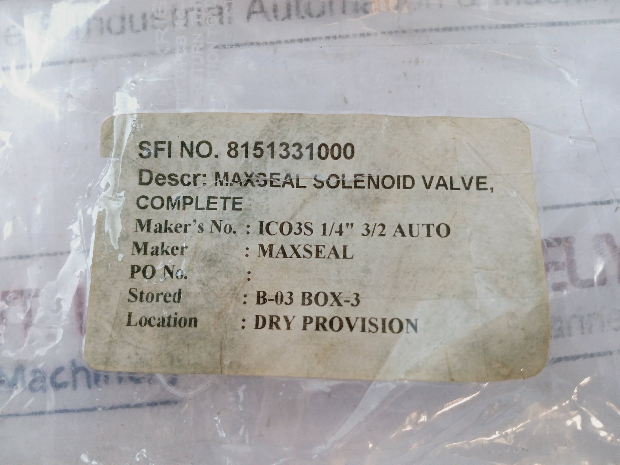 Maxseal Ico3S Solenoid Valve 24V 3W Dc Y2H23Aa1Sa10300 0-20Bar