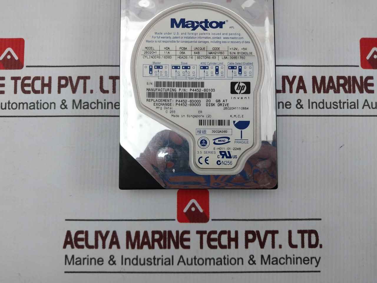 Maxtor 2B020H1 Hard Disk Drive 12-5V 11A 94V0 P4452-60103