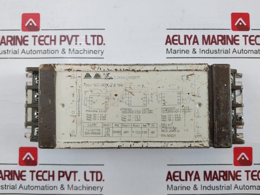 May+christe Es 40x-23.1h Fluorescent Lamp Ballast 40w 110/220v Din 49659 Vintage