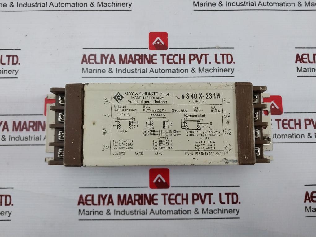 May & Christe Es 40x-23.1h Universal Ballast 265v Ac 0.425a