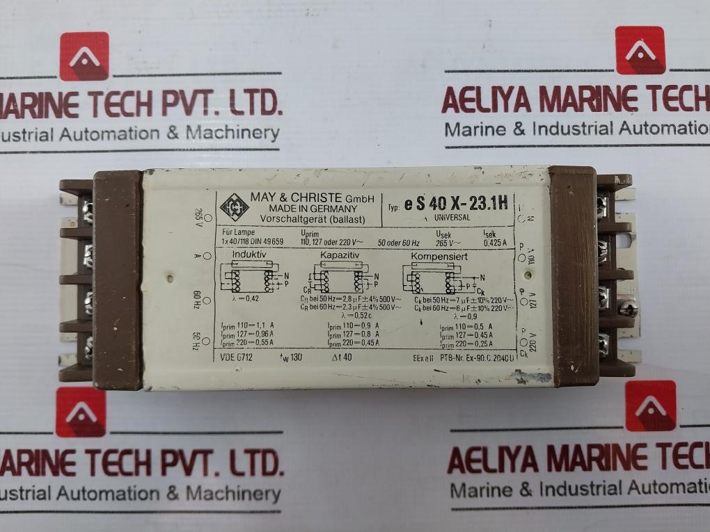 May & Christe Es 40x-23.1h Universal Ballast 265v Ac 0.425a