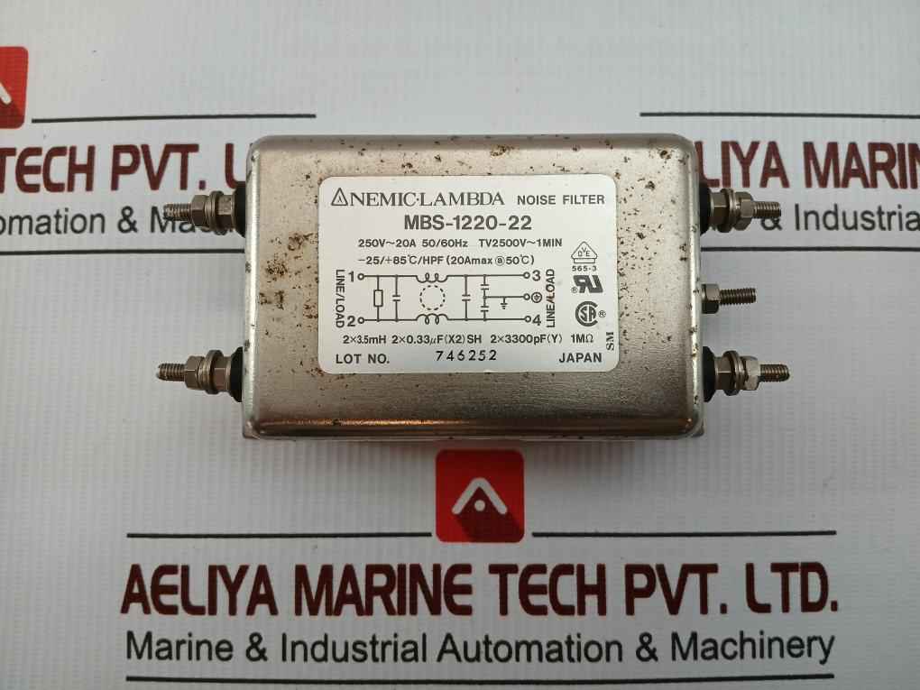 Mbs-1220-22 Noise Filter 250V-20A 50/60Hz Nemic-lambda