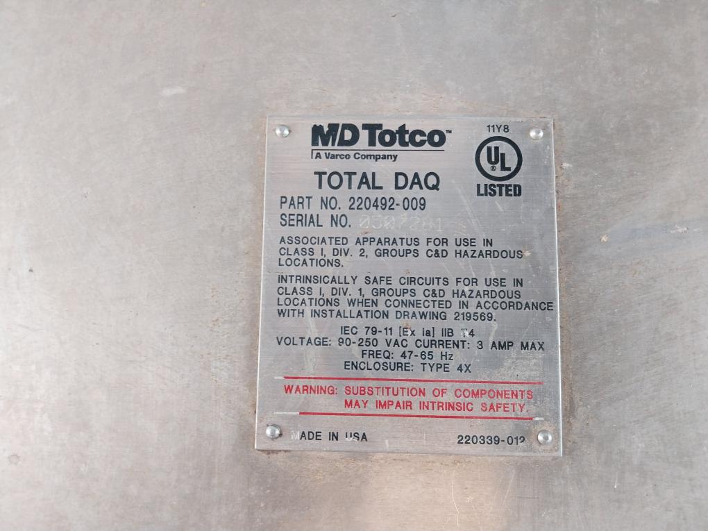 Md Totco 220492-009 Total Daq 90-250Vac 47-65Hz 40219908