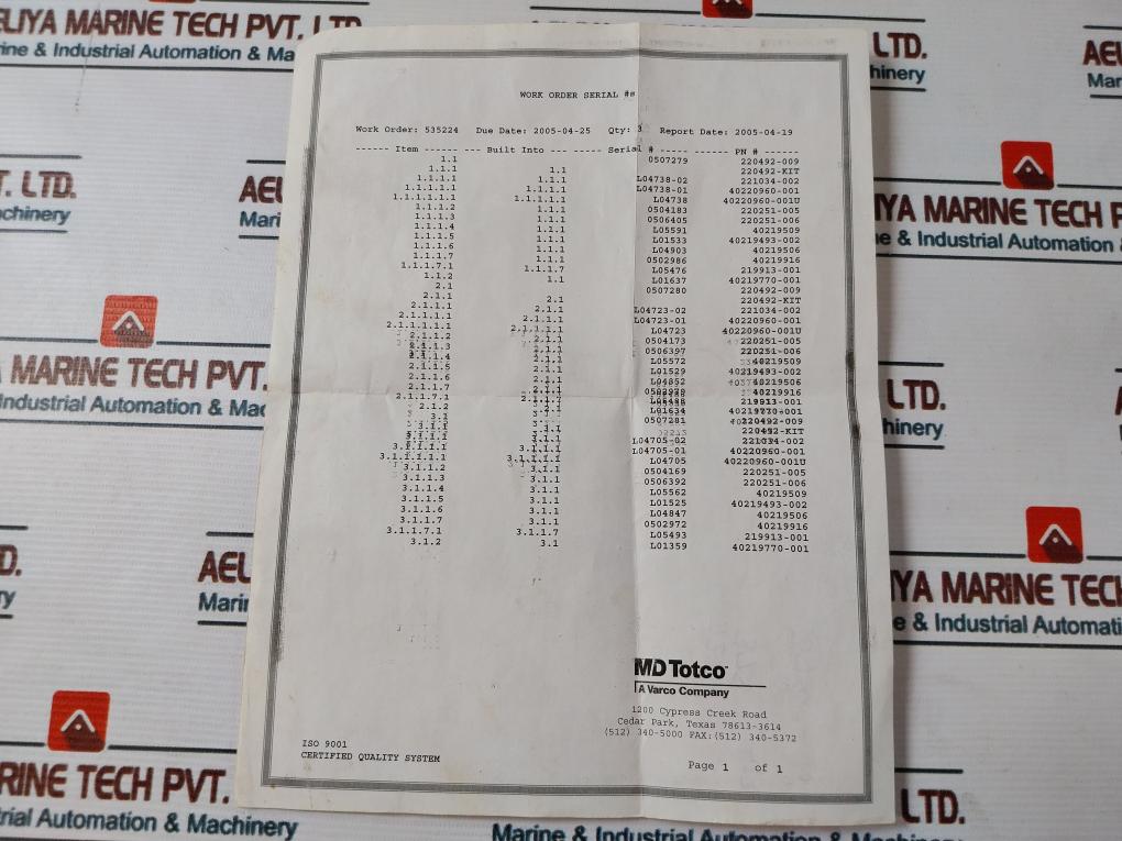 Md Totco 220492-009 Total Daq 90-250Vac 47-65Hz 40219908