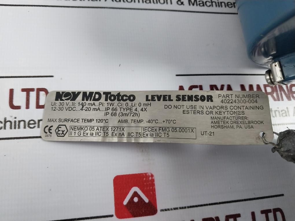 Md Totco 40224300-004 Ultrasonic Water Level Sensor 12-30V Dc 4-20 Ma