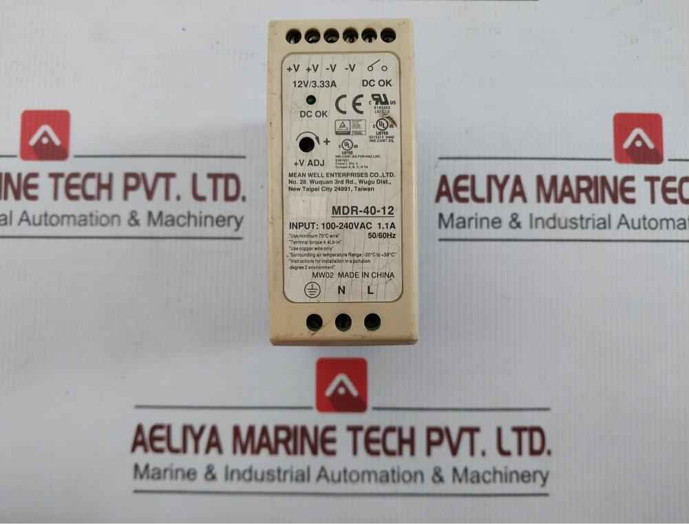 Mdr-40-12 Single Output Industrial Din Rail Mean Well 100-240V Ac 50/60Hz