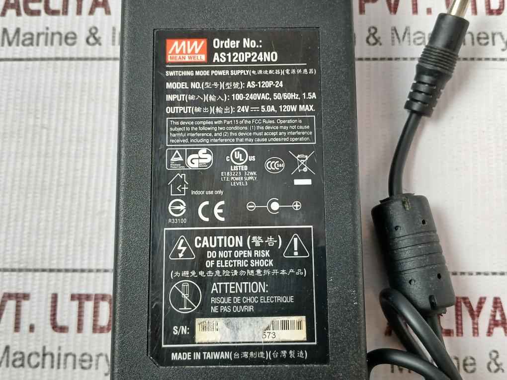 Mean Well As-120p-24 Desktop Ac Adapter 100-240vac/50-60hz