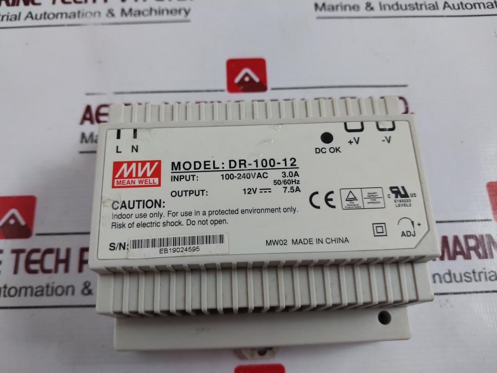 MEAN WELL DR-100-12 AC/DC Single Output Power Supply E183223