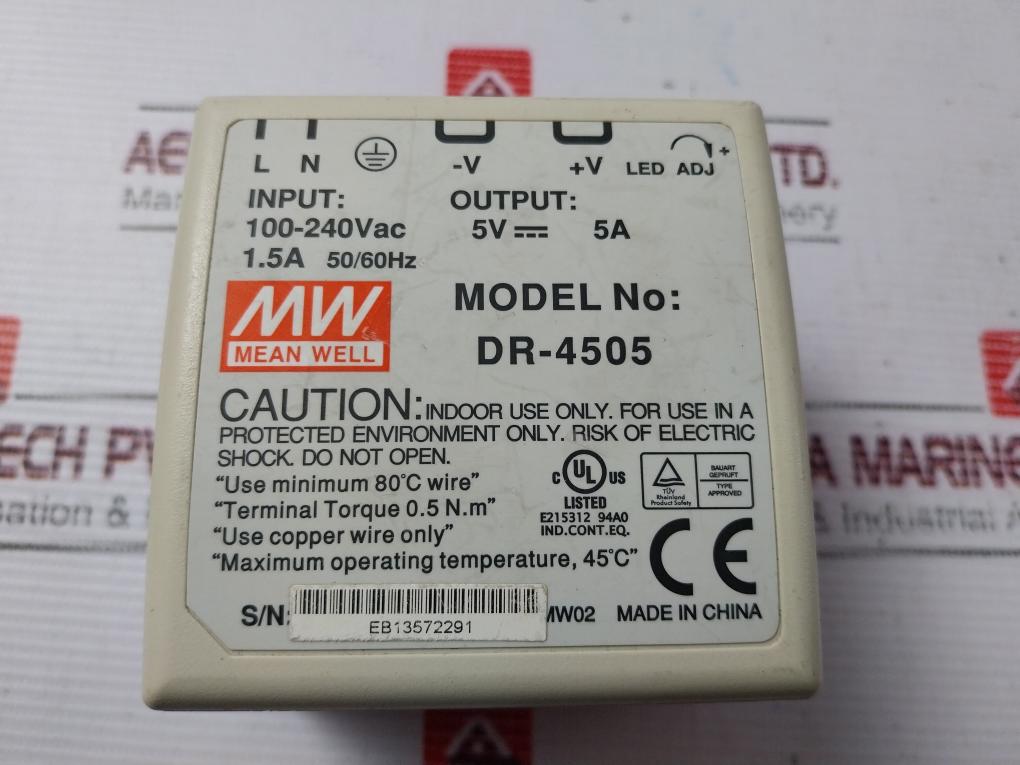 Mean Well Dr-4505 Power Supply 1.5A 50/60Hz