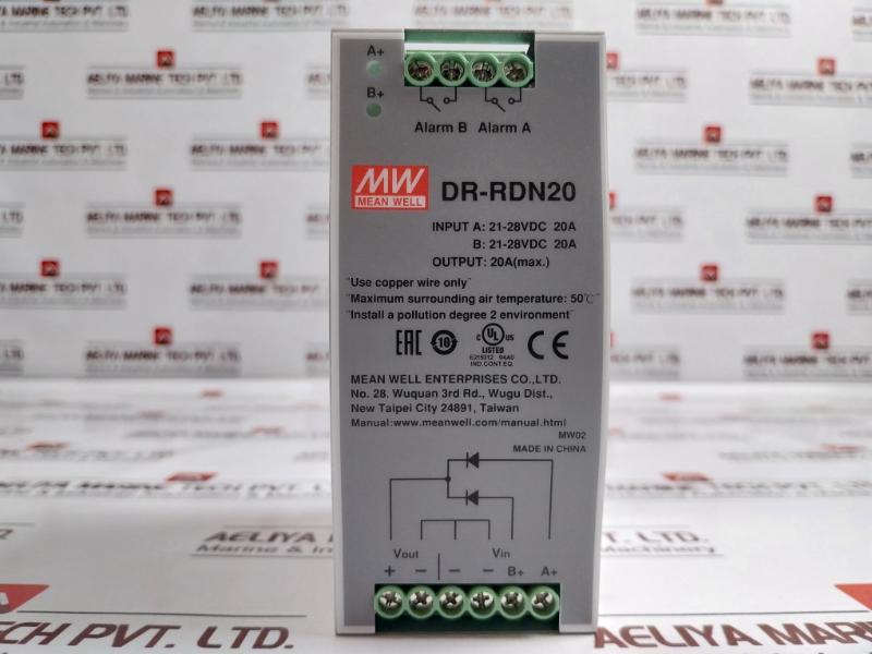 Mean Well DR-RDN20 20A Power Supply Redundancy Module 21-28VDC EB93472658