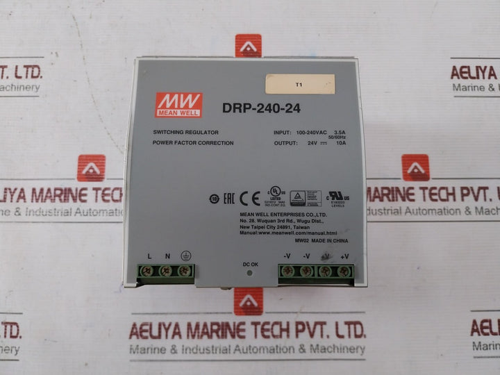 Mean Well Drp-240-24 Switching Regulator Power Supply 100-240Vac 3.5A 50/60Hz